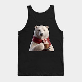 Polar bear drinking coffee Tank Top